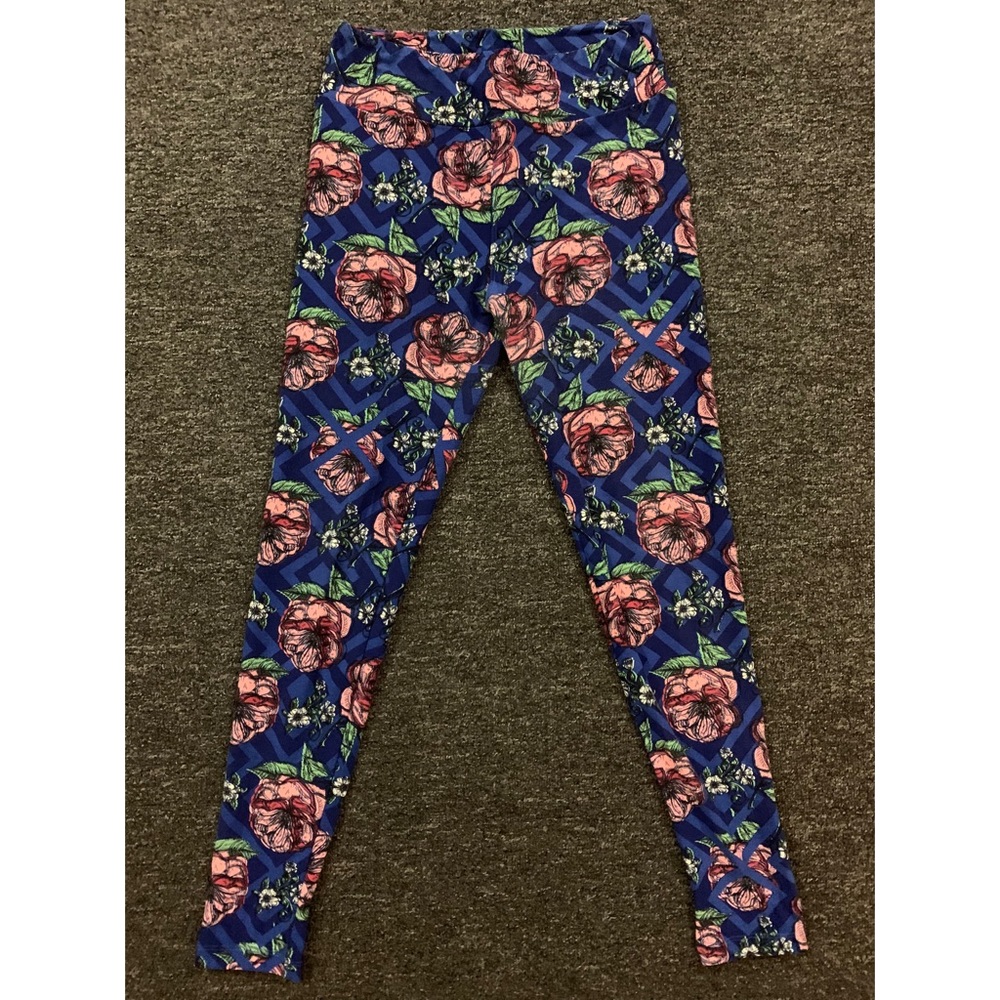 OS LulaRoe Blue Rose Leggings